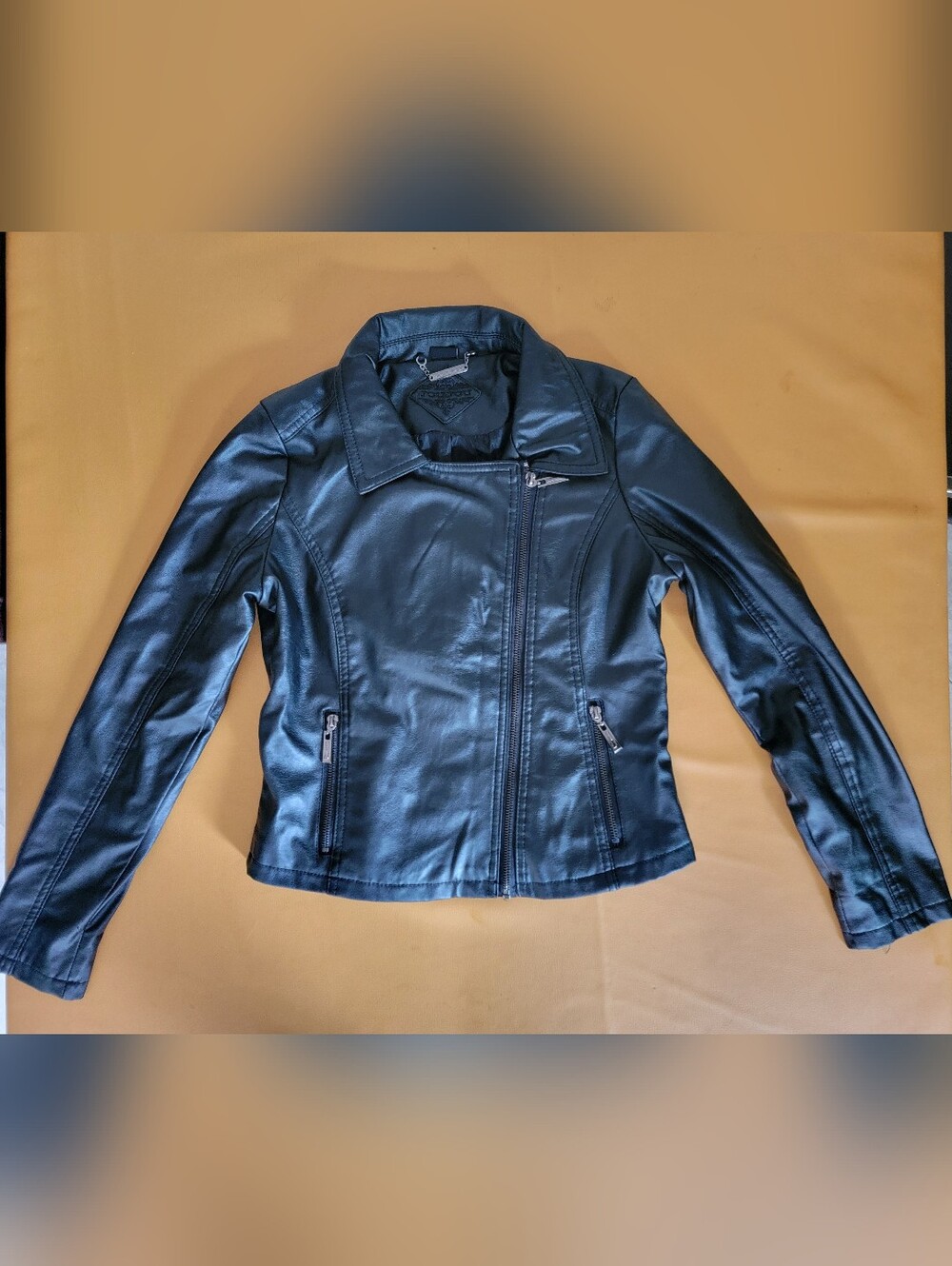 Black Faux Leather Zip-Front Jacket - Women